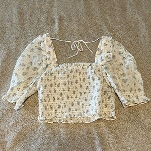 H&M Floral Tie-Back Top